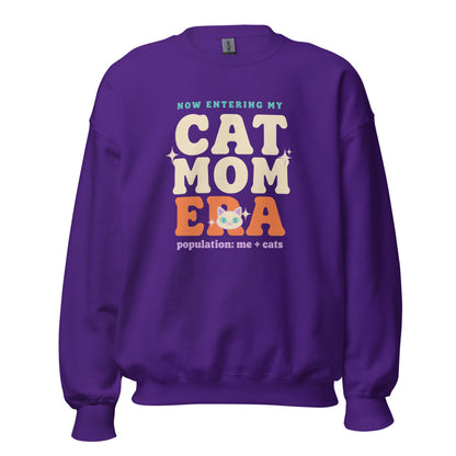 Cat Mom Era retro Y2K crewneck sweatshirt — Purple, front