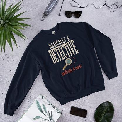 Basically a Detective vintage true crime crewneck sweatshirt — Navy, flat lay front