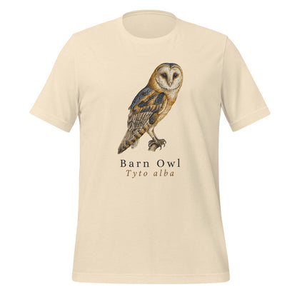 Barn Owl vintage field-guide tee — Heather Natural, front