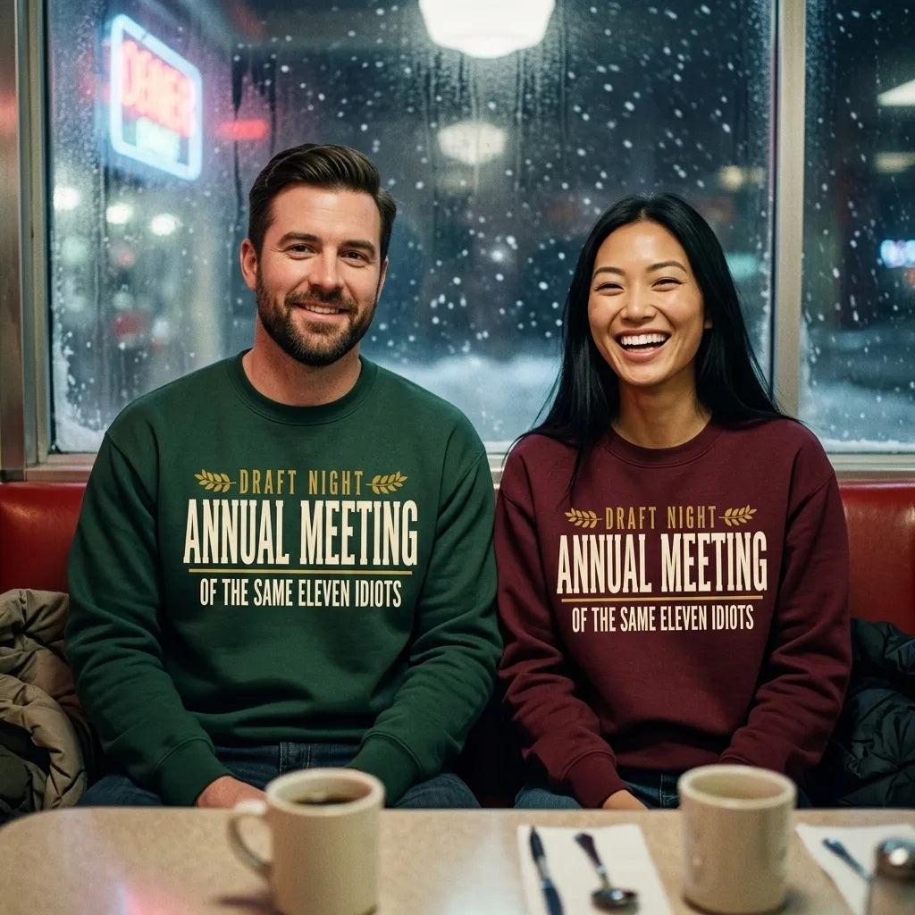 Annual Meeting of the Same Eleven Idiots funny fantasy football draft crewneck sweatshirt — lifestyle