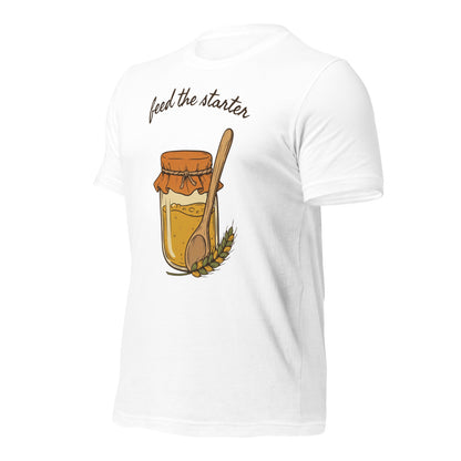Feed The Starter sourdough baker tee — White, front-right