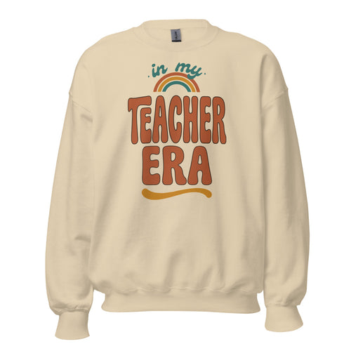 In My Teacher Era Sweatshirt, Teacher Crewneck, Back to School Teacher Gift — Retro Groovy Teacher Era Crew