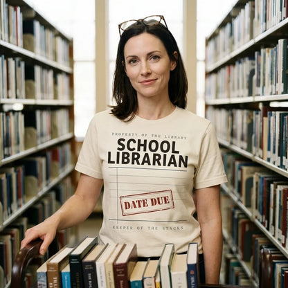 Property of the School Library card catalog school librarian tee — lifestyle