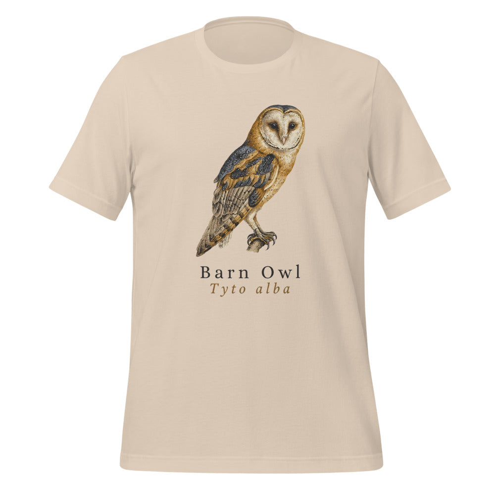 Barn Owl vintage field-guide tee — Soft Cream, front