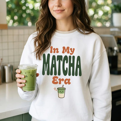 In My Matcha Era retro matcha crewneck sweatshirt — lifestyle
