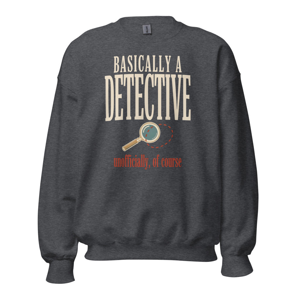 Basically a Detective vintage true crime crewneck sweatshirt — Dark Heather, front