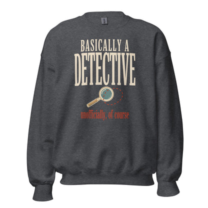 Basically a Detective vintage true crime crewneck sweatshirt — Dark Heather, front