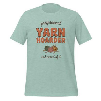 Professional Yarn Hoarder crochet cottagecore tee — Heather Prism Dusty Blue, front