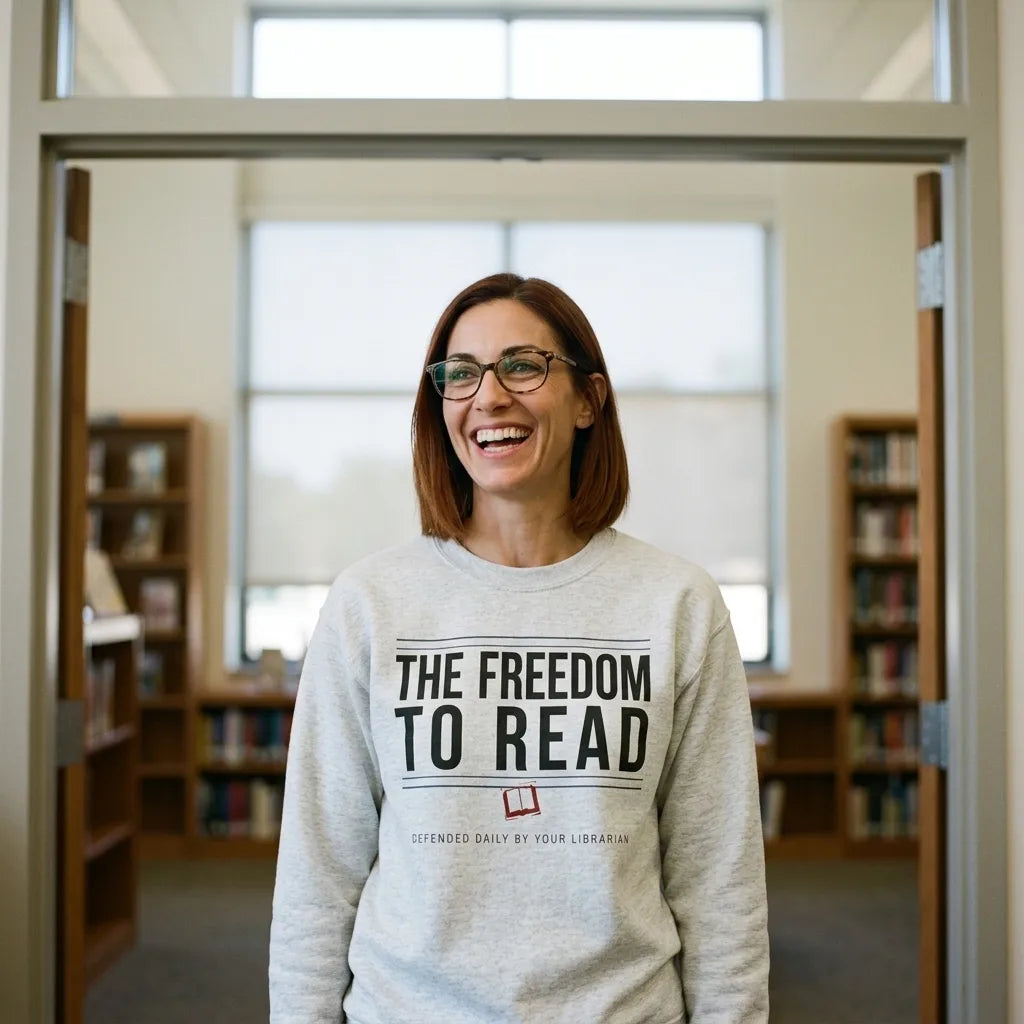 The Freedom to Read school librarian crewneck sweatshirt — lifestyle