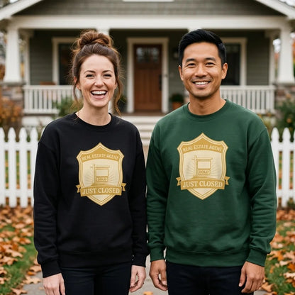Just Closed real estate agent crewneck sweatshirt — lifestyle