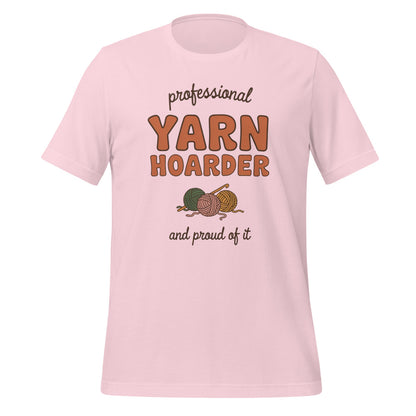 Professional Yarn Hoarder crochet cottagecore tee — Soft Pink, front
