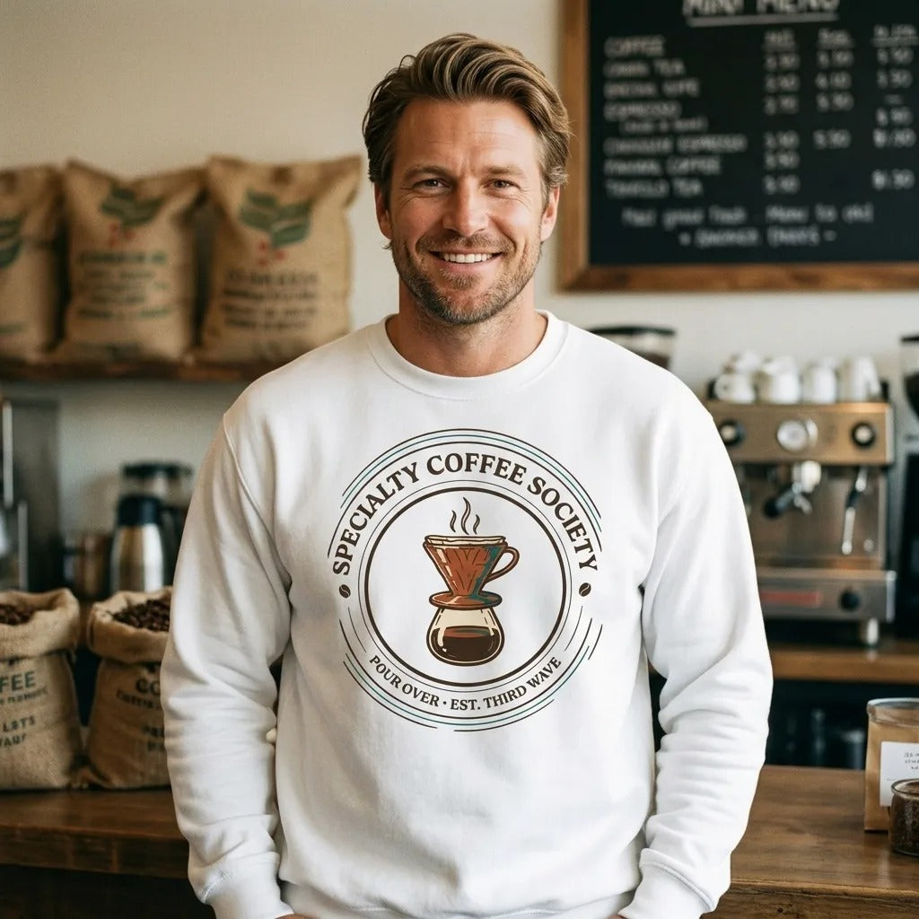Specialty Coffee Society specialty coffee crewneck sweatshirt — lifestyle
