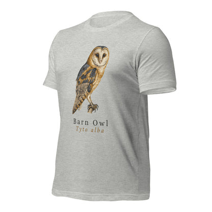 Barn Owl vintage field-guide tee — Athletic Heather, front-right