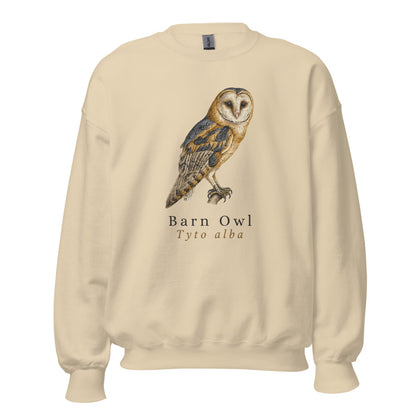 Barn Owl vintage field-guide crewneck sweatshirt — Sand, front