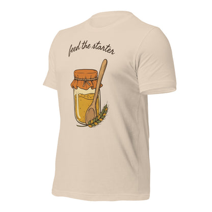 Feed The Starter sourdough baker tee — Soft Cream, front-right