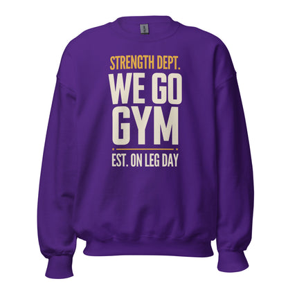 We Go Gym vintage athletic crewneck — Purple, front