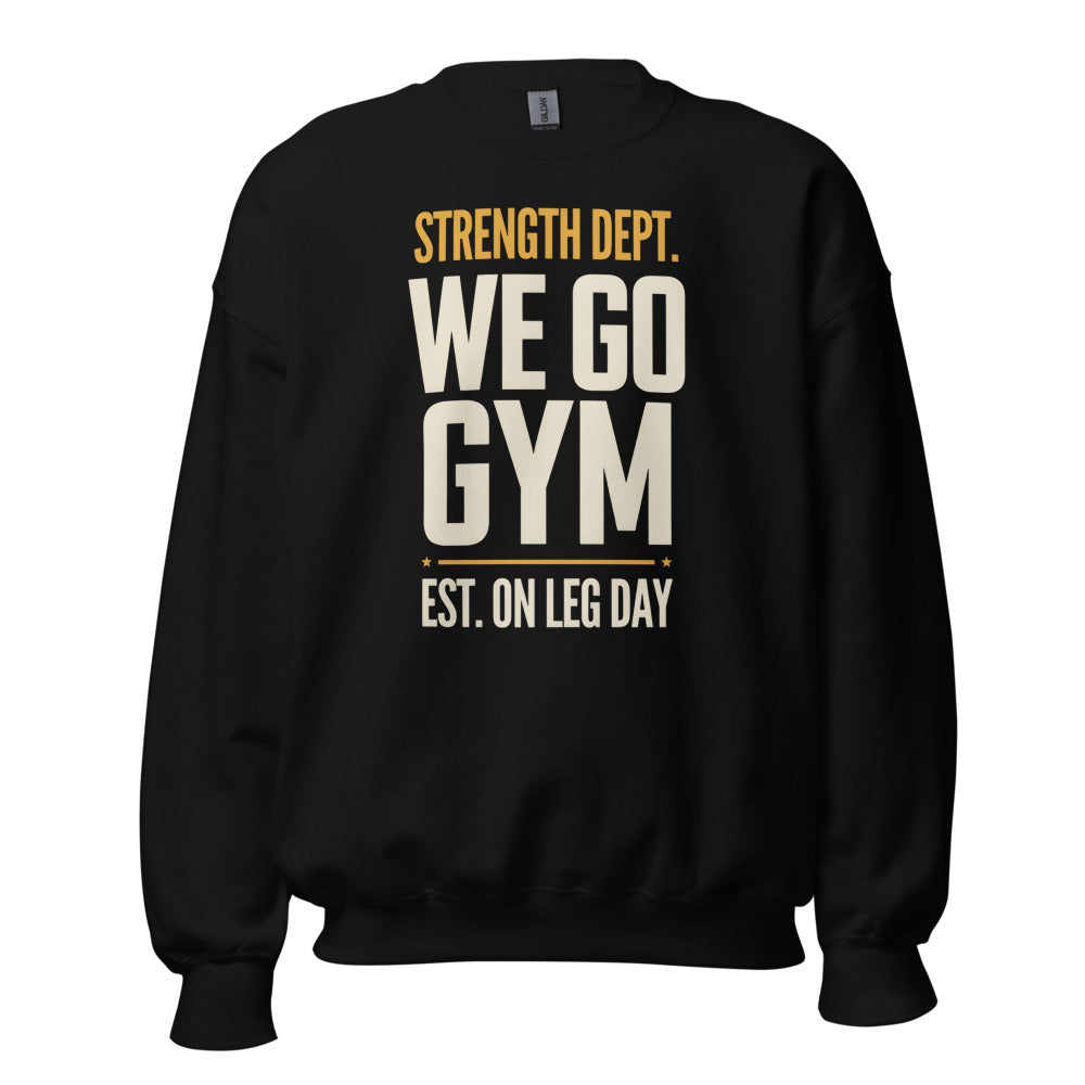 We Go Gym vintage athletic crewneck — Black, front