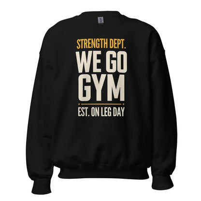 We Go Gym vintage athletic crewneck — Black, front