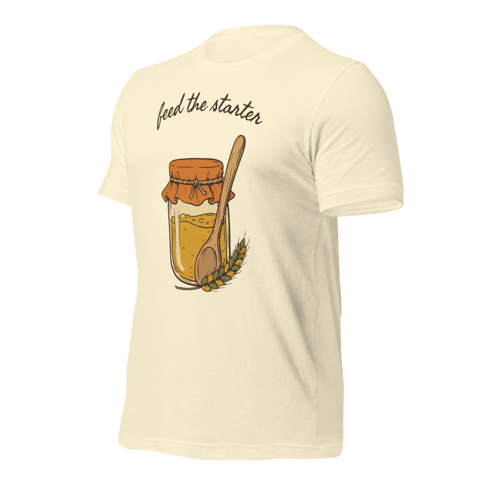 Feed The Starter sourdough baker tee — Natural, front-right