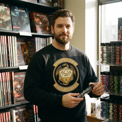 Roll For Initiative d20 dragon tabletop RPG crewneck sweatshirt — lifestyle