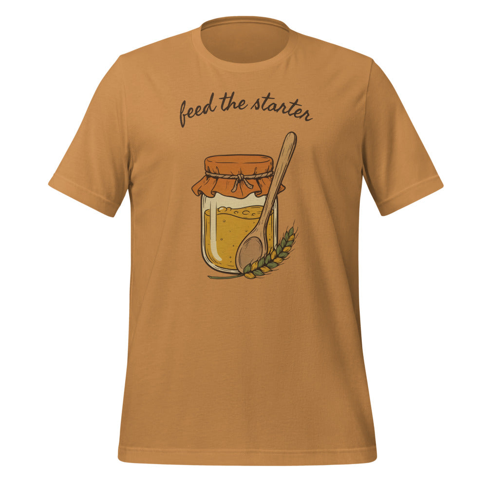 Feed The Starter sourdough baker tee — Toast, front