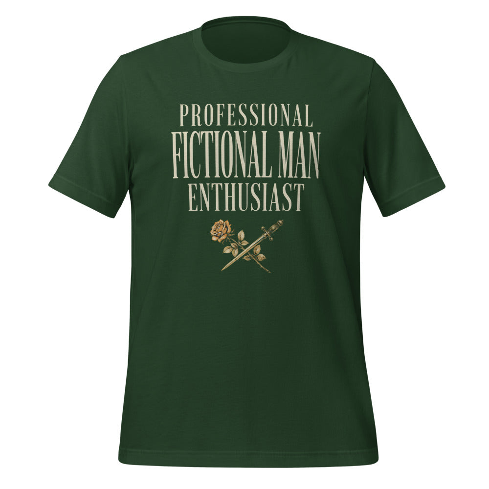 Professional Fictional Man Enthusiast book lover dark academia tee — Forest, front