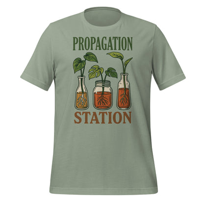 Propagation Station retro botanical plant lover tee — Sage, front