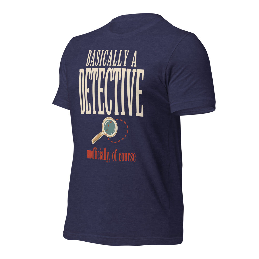 Basically a Detective vintage true crime tee — Heather Midnight Navy, front-right