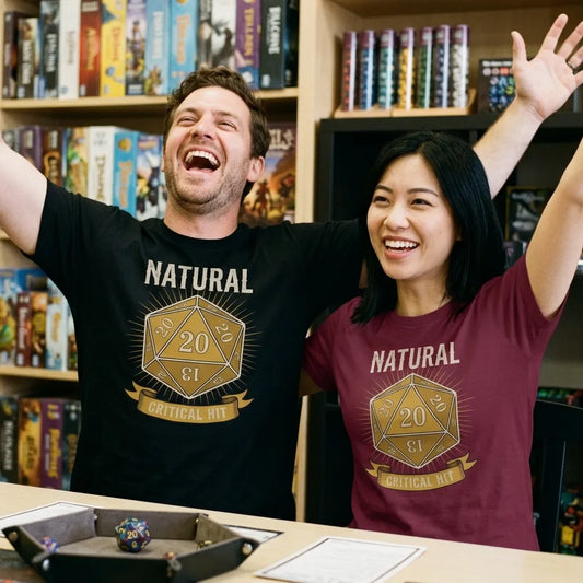 Natural 20 critical hit d20 tabletop RPG tee — lifestyle