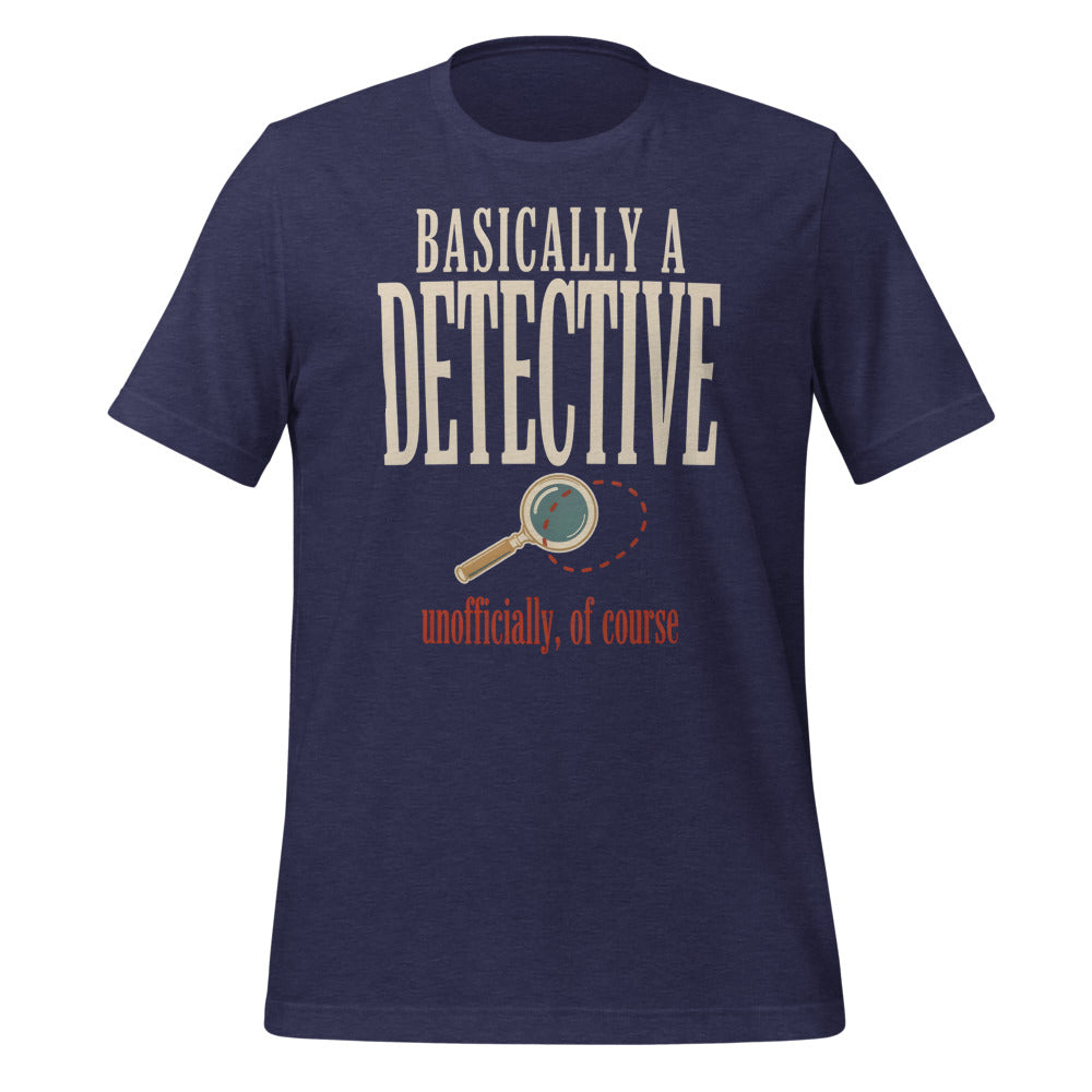 Basically a Detective vintage true crime tee — Heather Midnight Navy, front