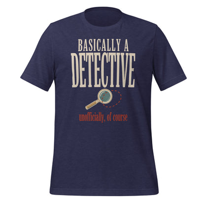 Basically a Detective vintage true crime tee — Heather Midnight Navy, front