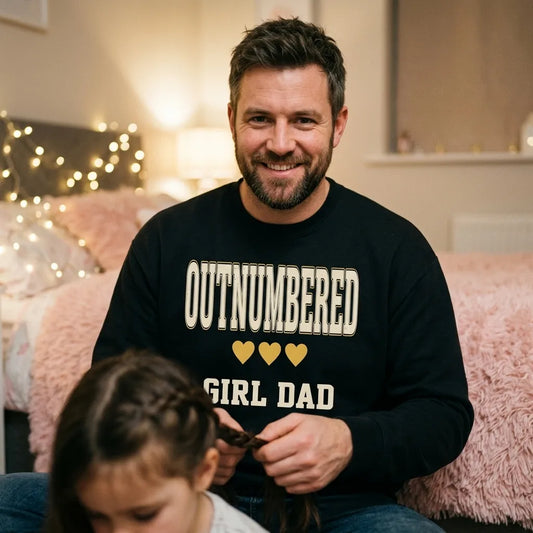 Girl Dad Outnumbered & Proud crewneck sweatshirt — lifestyle