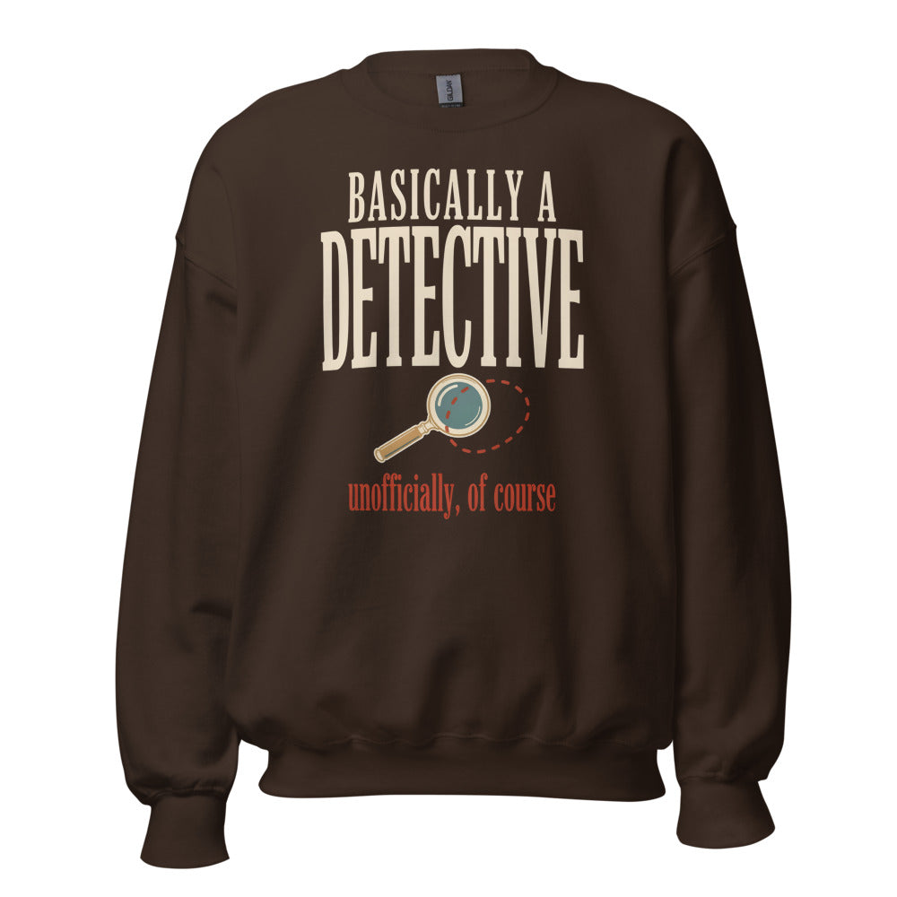 Basically a Detective vintage true crime crewneck sweatshirt — Dark Chocolate, front