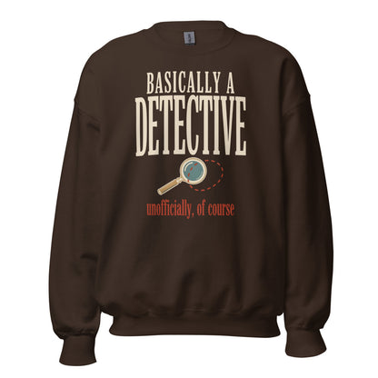 Basically a Detective vintage true crime crewneck sweatshirt — Dark Chocolate, front