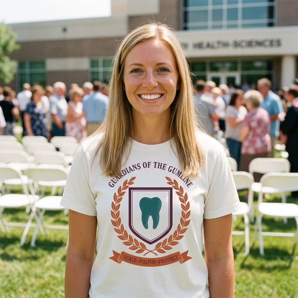 Guardians of the Gumline dental hygienist tee — lifestyle