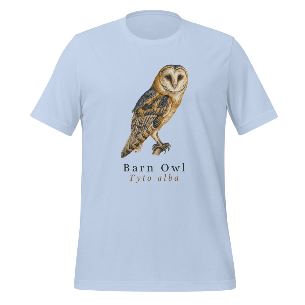 Barn Owl vintage field-guide tee — Baby Blue, front