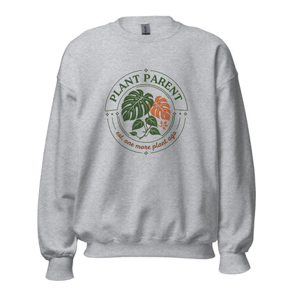 Plant Parent retro botanical badge crewneck sweatshirt — Sport Grey, front