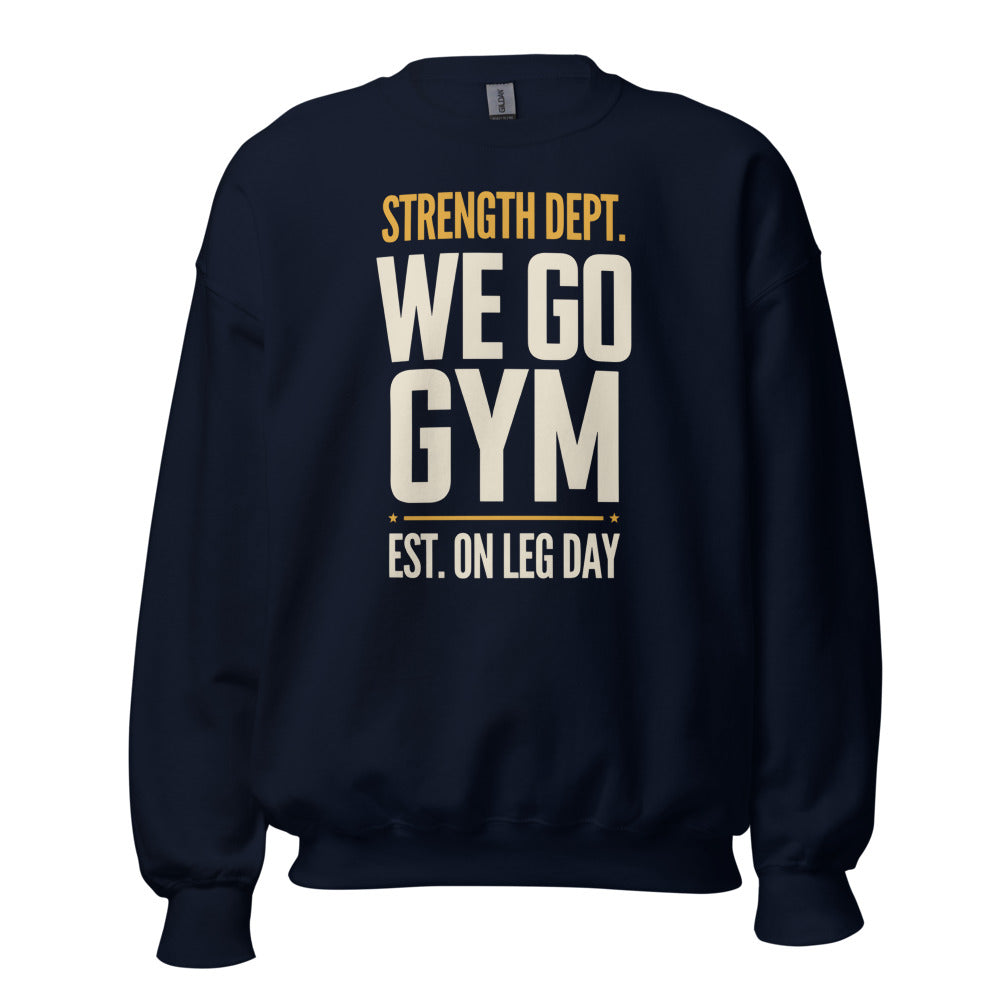 We Go Gym vintage athletic crewneck — Navy, front