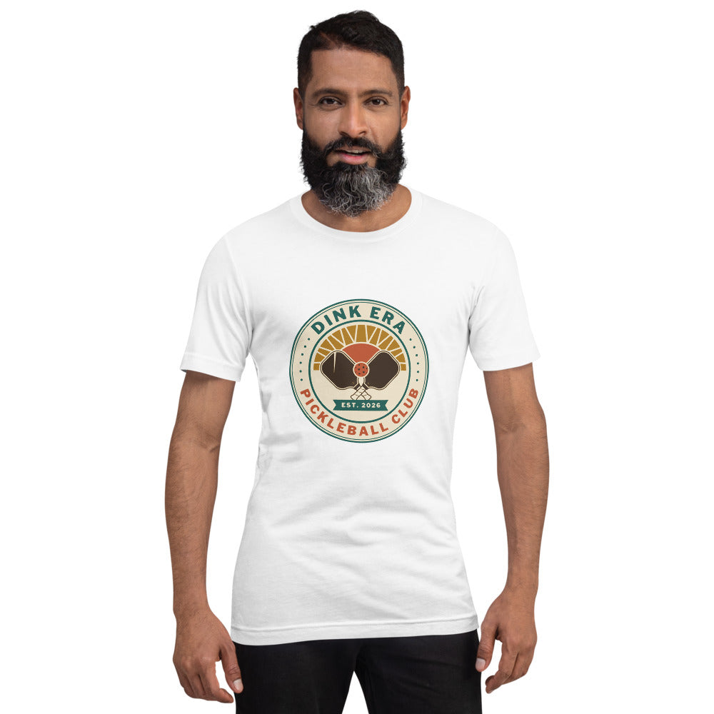 Dink Era Pickleball Club tee — White, on model