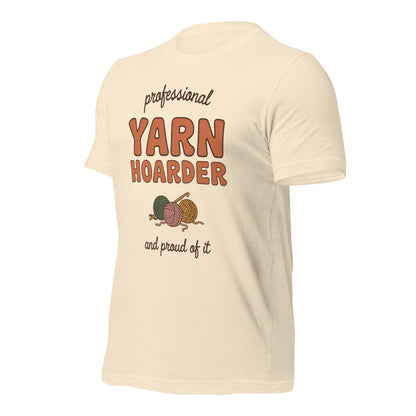 Professional Yarn Hoarder crochet cottagecore tee — Heather Natural, front right