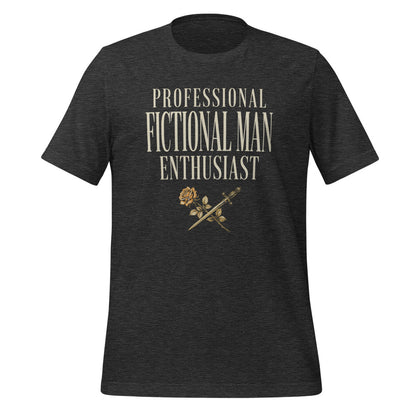 Professional Fictional Man Enthusiast book lover dark academia tee — Dark Grey Heather, front