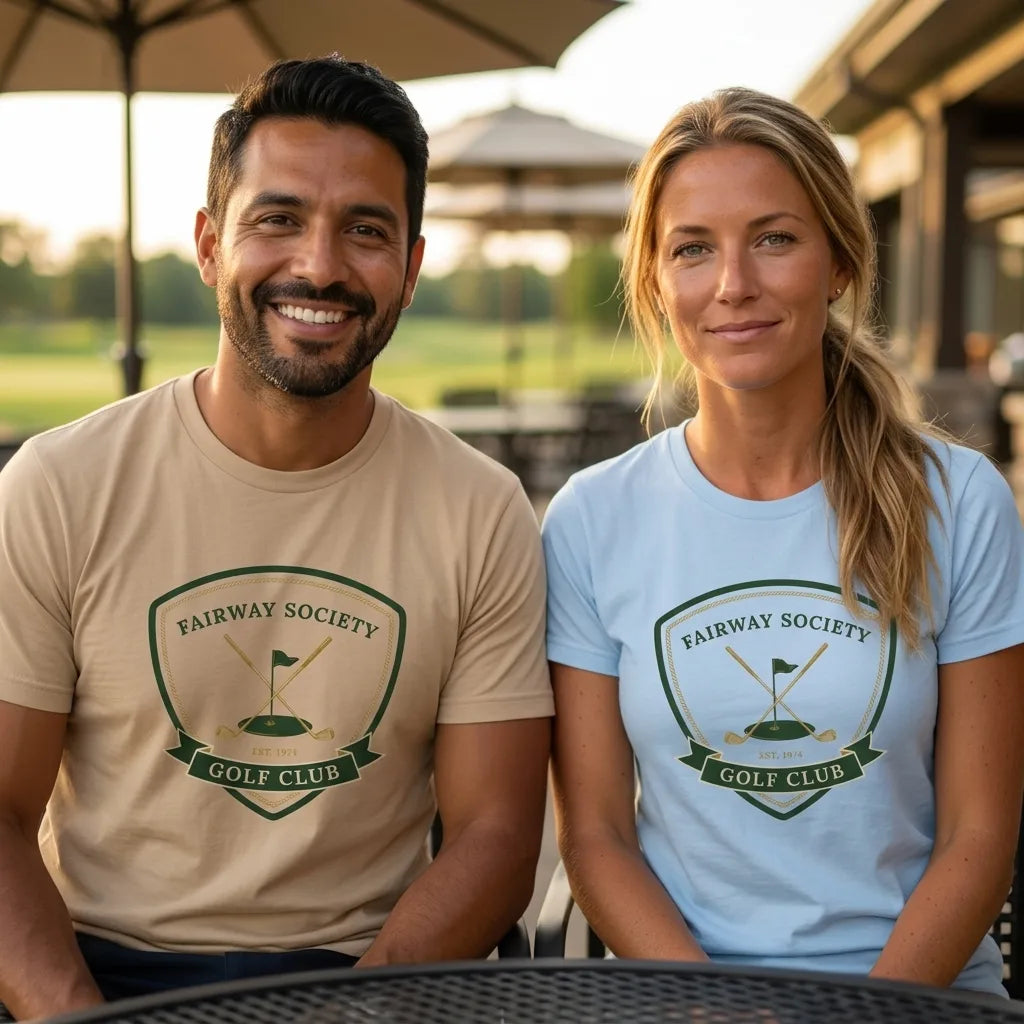 Fairway Society vintage golf club crest tee — lifestyle