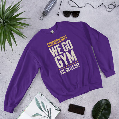 We Go Gym vintage athletic crewneck — Purple, front right