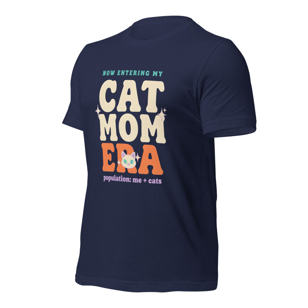 Cat Mom Era retro Y2K tee — Navy, front right