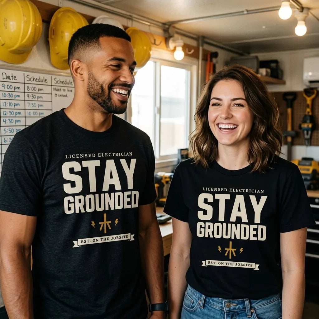 Stay Grounded funny electrician tee — lifestyle