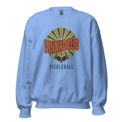 Carolina Blue Dinkadelic retro 70s pickleball crewneck sweatshirt ghost front