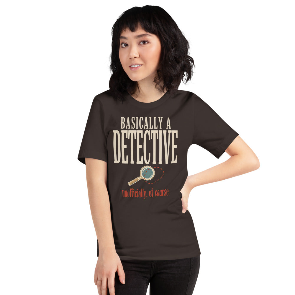 Basically a Detective vintage true crime tee — Brown, on model