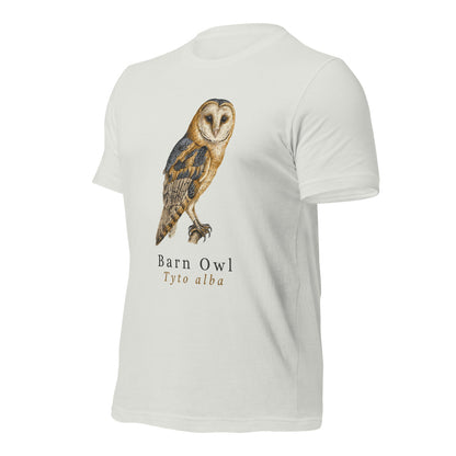 Barn Owl vintage field-guide tee — Silver, front-right
