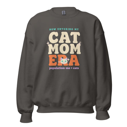 Cat Mom Era retro Y2K crewneck sweatshirt — Charcoal, front