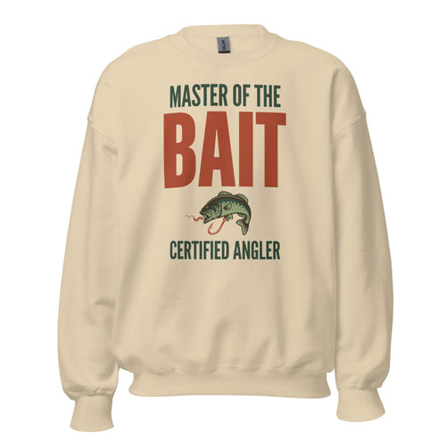 Master Of The Bait Sweatshirt, Funny Fishing Crewneck, Retro Angler Crew — Cheeky Fisherman Gift